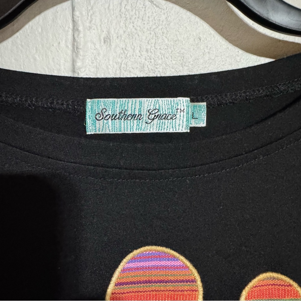 Southern Grace Black Top with Striped Cactus Design - Picture 3 of 9